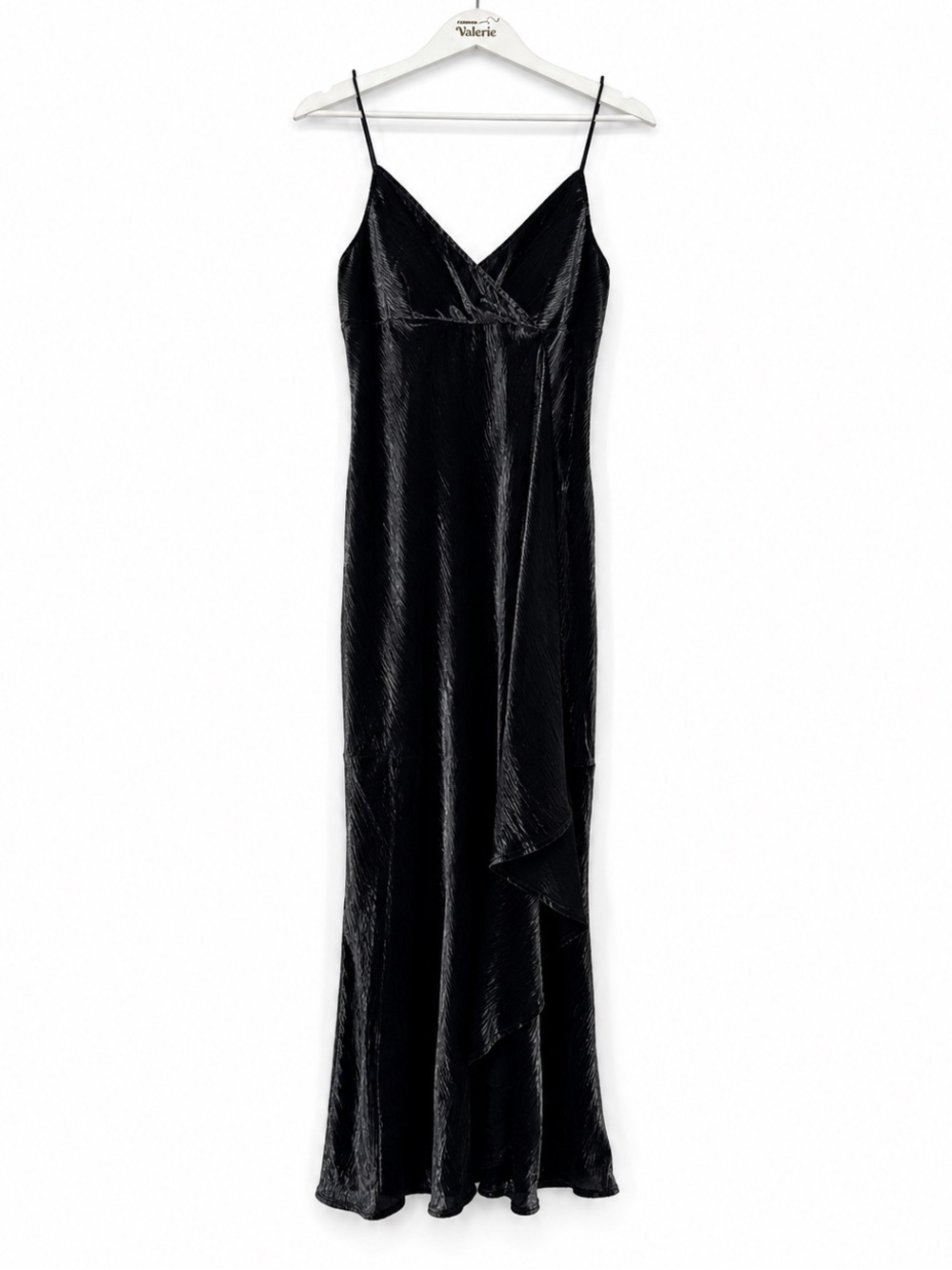 Delaru Y2k Black Shiny Metallic Shimmer Long Formal Dress Size 9/10
